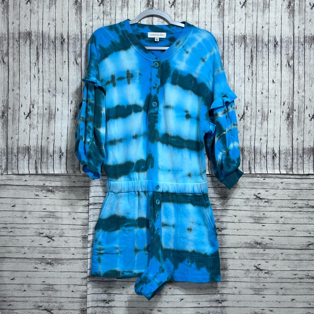 Something Navy Esmeralda Tie Dye Henley Romper